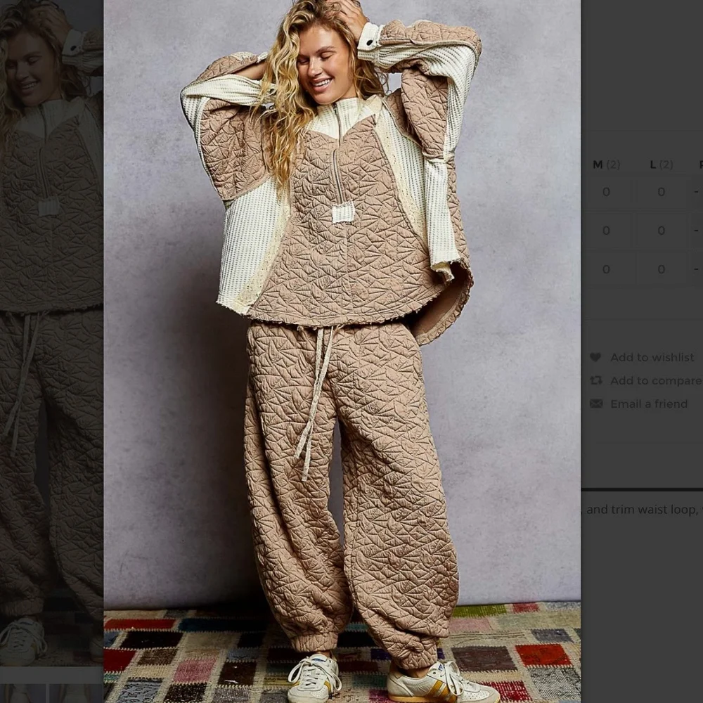 💕 POL “ Shayle 2 “ POL Quilted Joggers and Hoodie 2 Piece Set 75& 56 - Picture 7 of 7